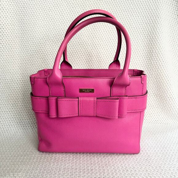 kate spade Handbags - Kate  Spade Villabella Quinn Pink Top Handle Bow Triple Compartment Satchel
